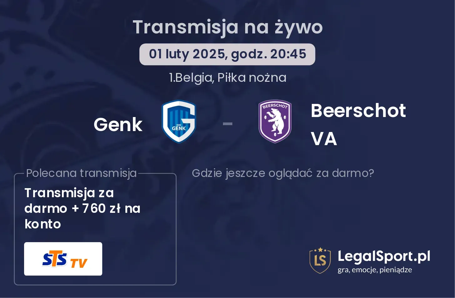 Genk - Beerschot VA gdzie oglądać transmisję?