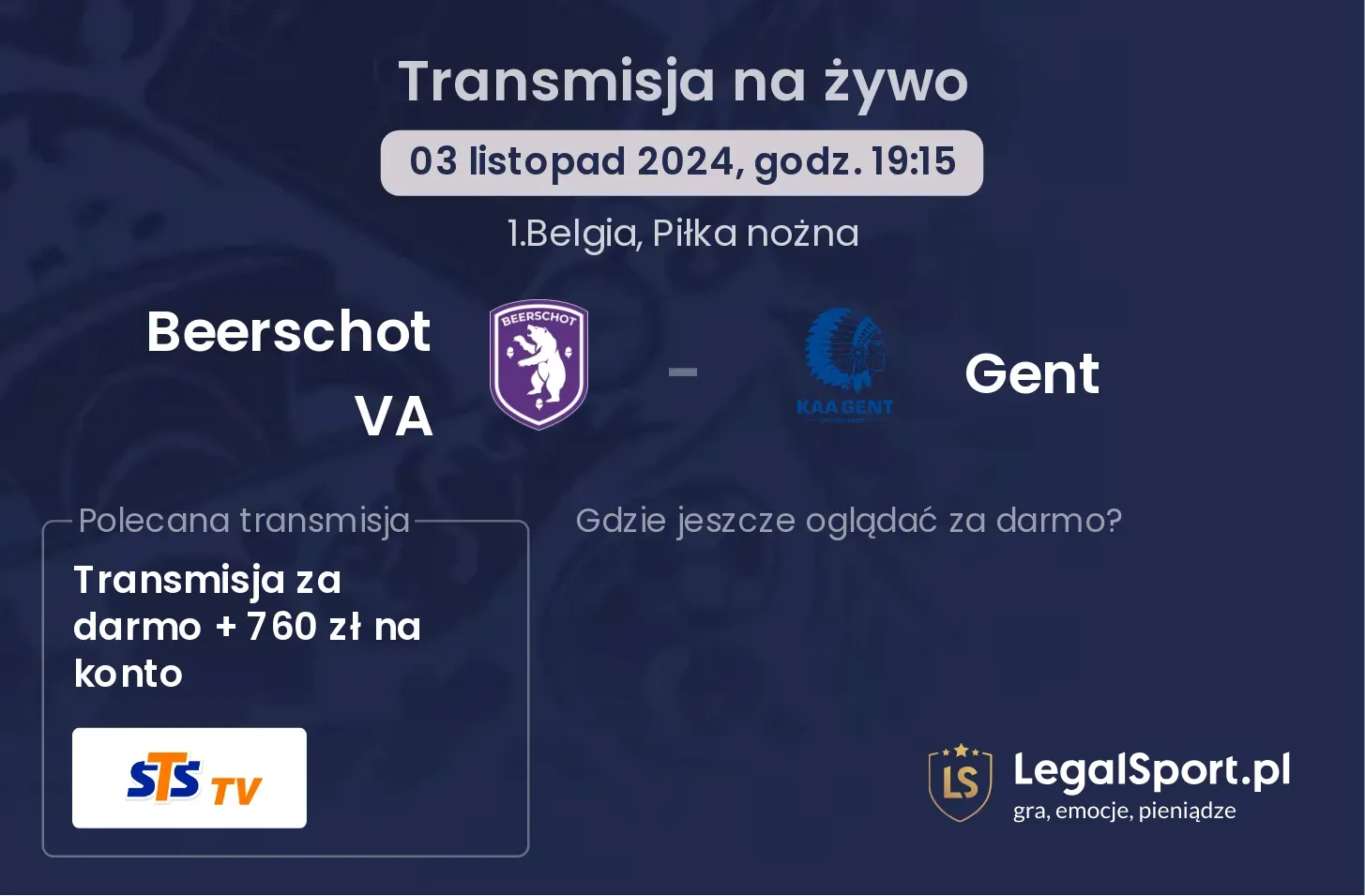 Beerschot VA - Gent gdzie oglądać? 03.11, godz. 19:15