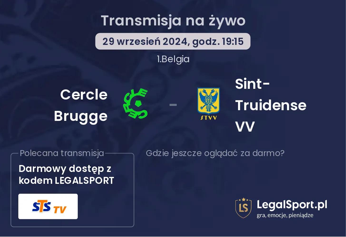 Cercle Brugge - Sint-Truidense VV transmisja na żywo