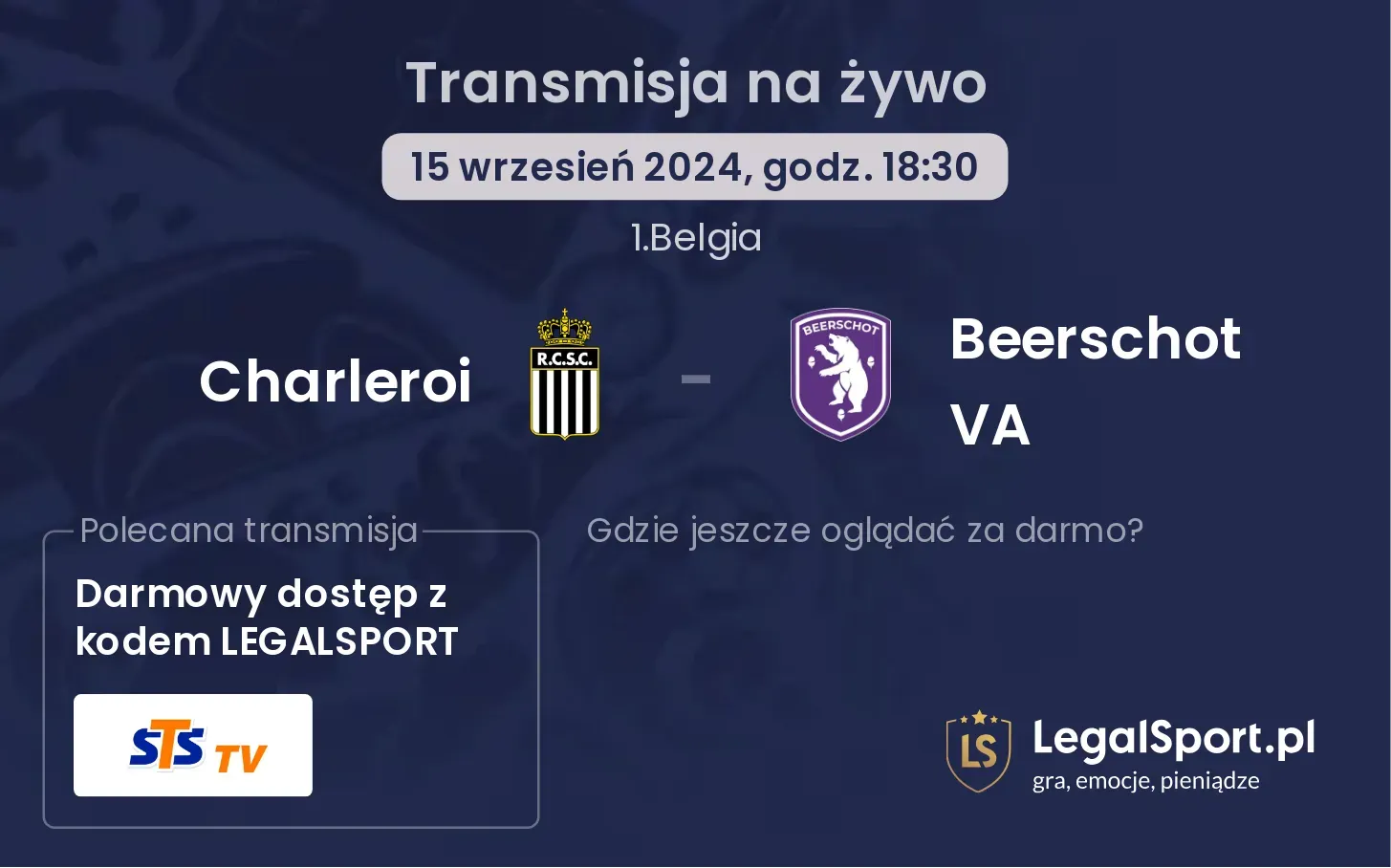 Charleroi - Beerschot VA transmisja na żywo