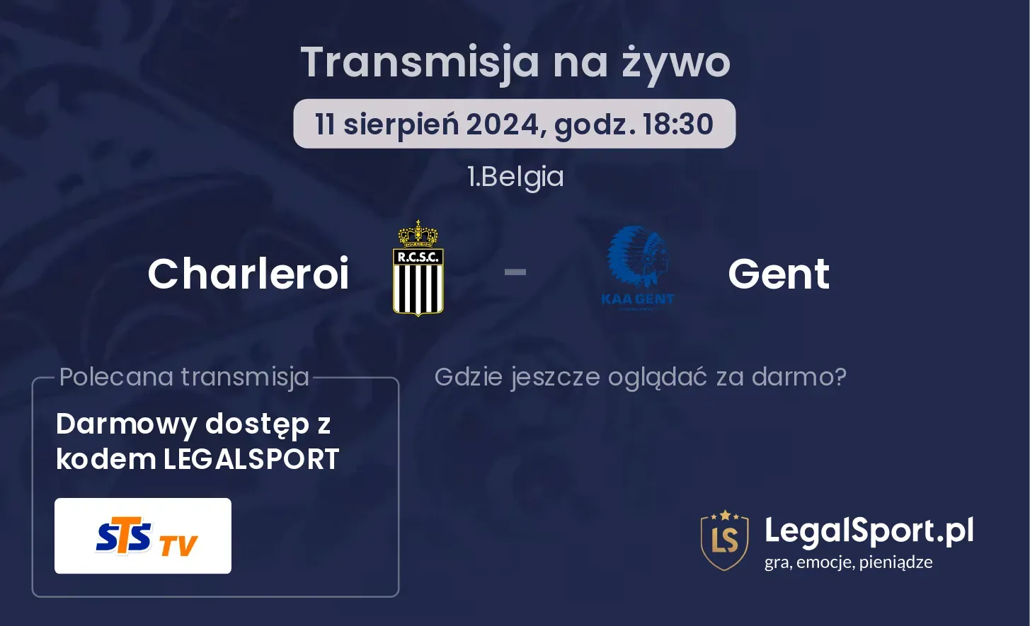 Charleroi - Gent transmisja na żywo