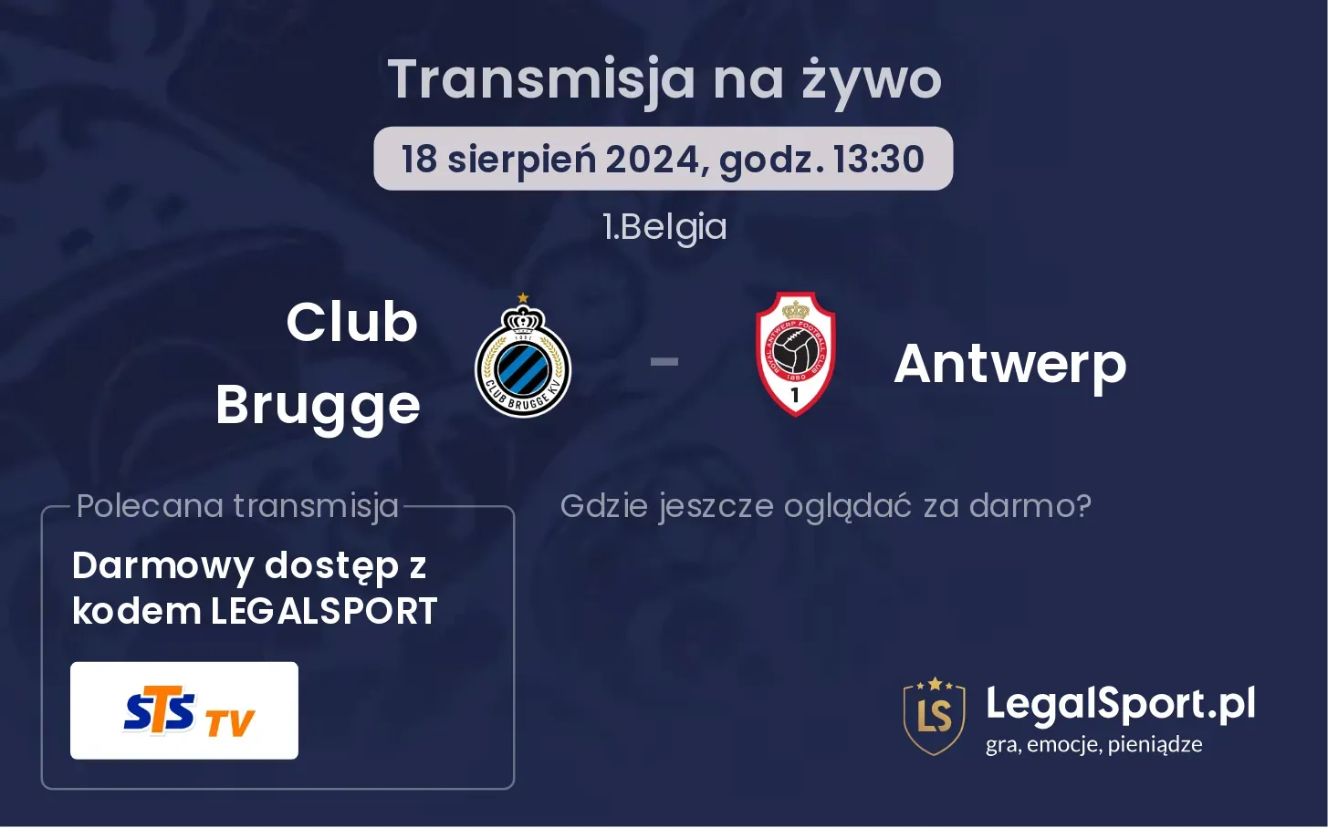 Club Brugge - Antwerp transmisja na żywo