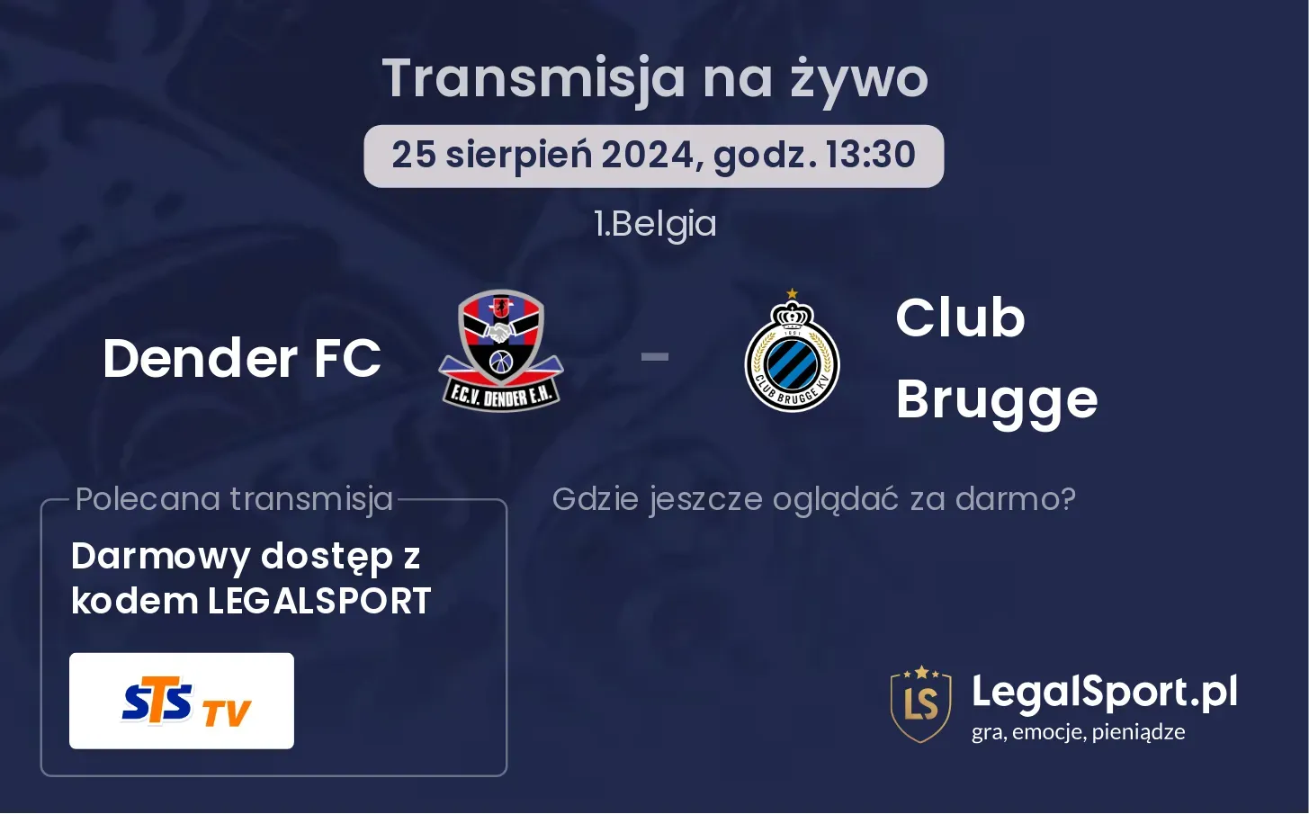 Dender FC - Club Brugge transmisja na żywo