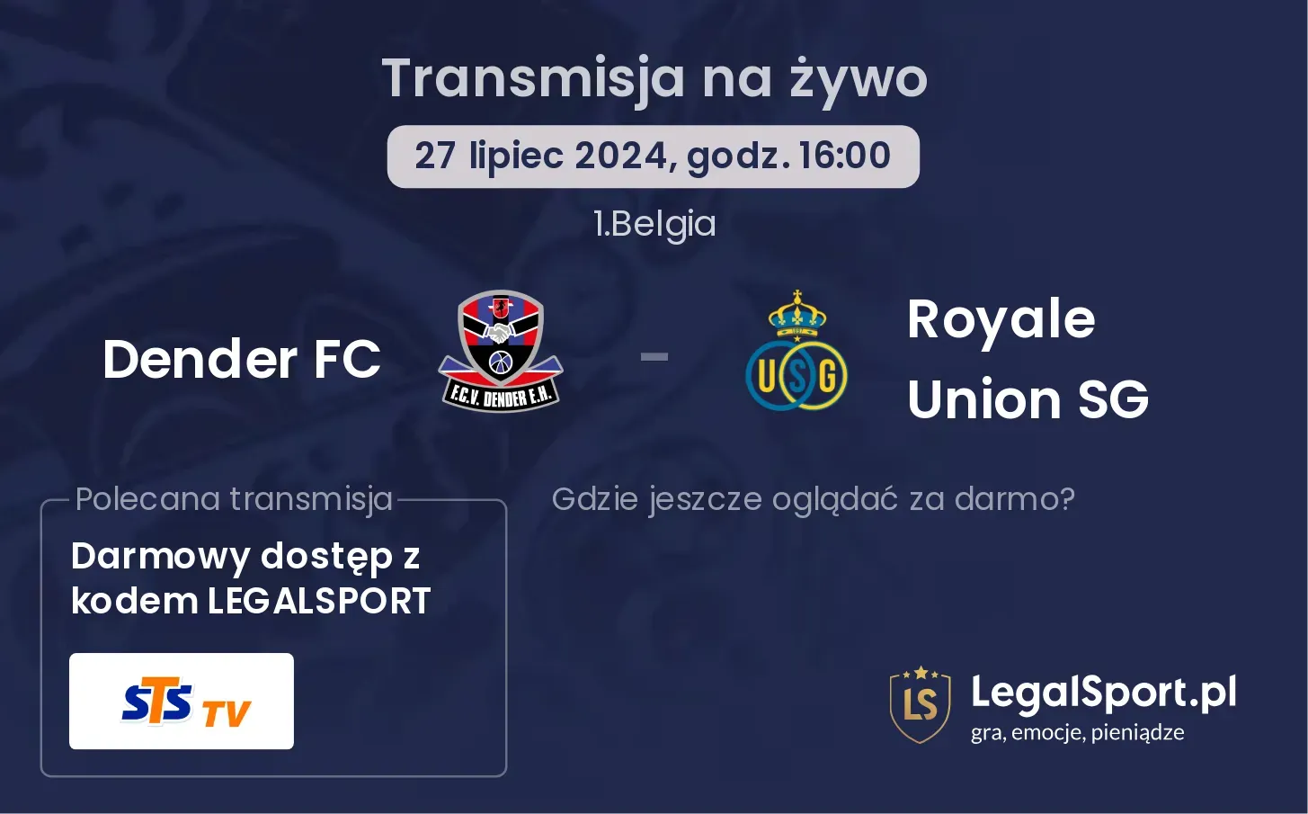 Dender FC - Royale Union SG transmisja na żywo