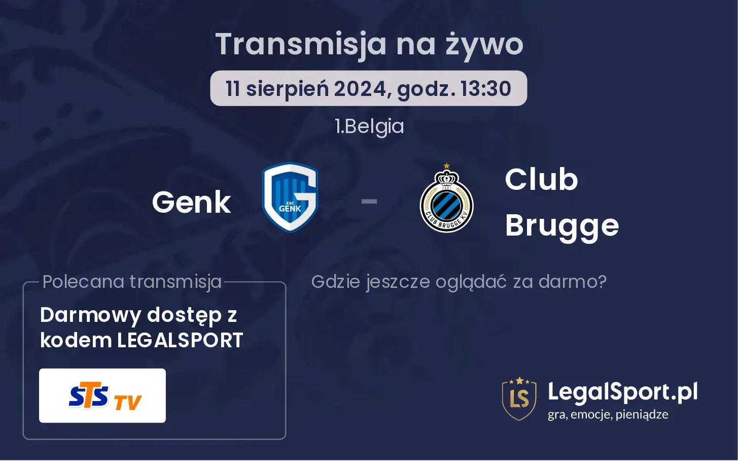 Genk - Club Brugge transmisja na żywo