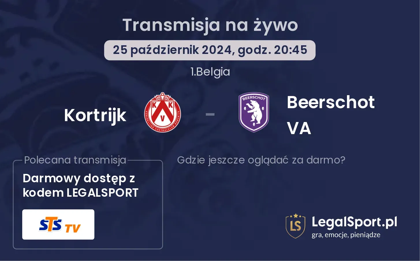 Kortrijk - Beerschot VA transmisja na żywo