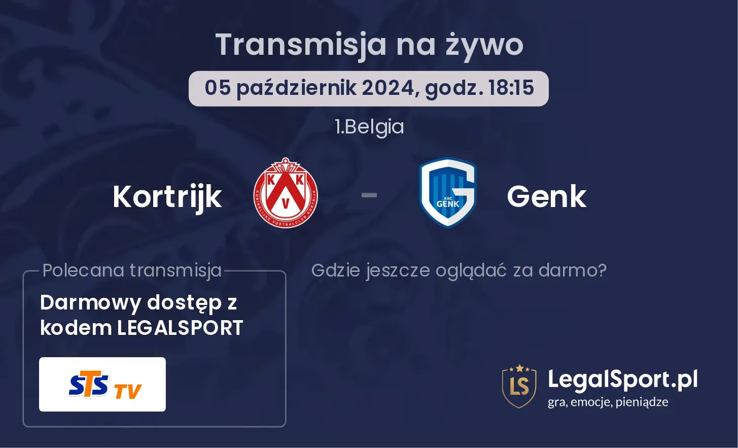 Kortrijk - Genk transmisja na żywo