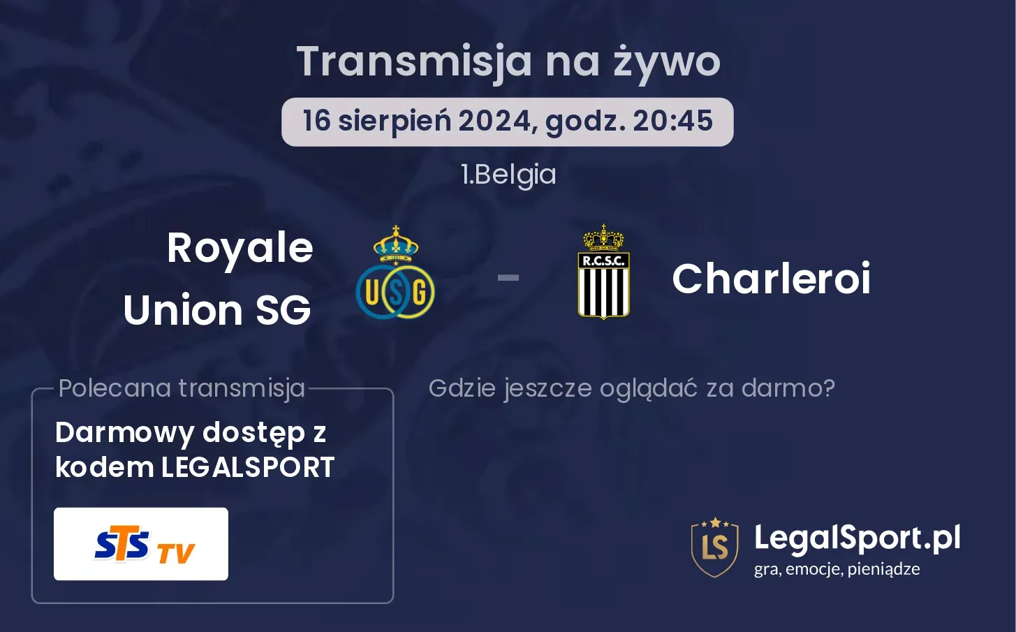 Royale Union SG - Charleroi transmisja na żywo