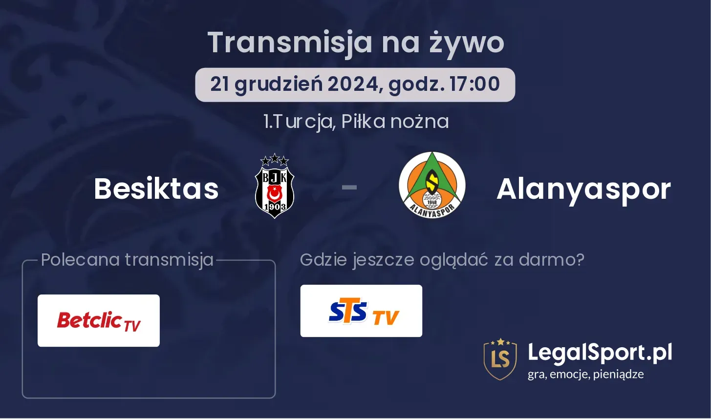 Besiktas - Alanyaspor transmisja na żywo