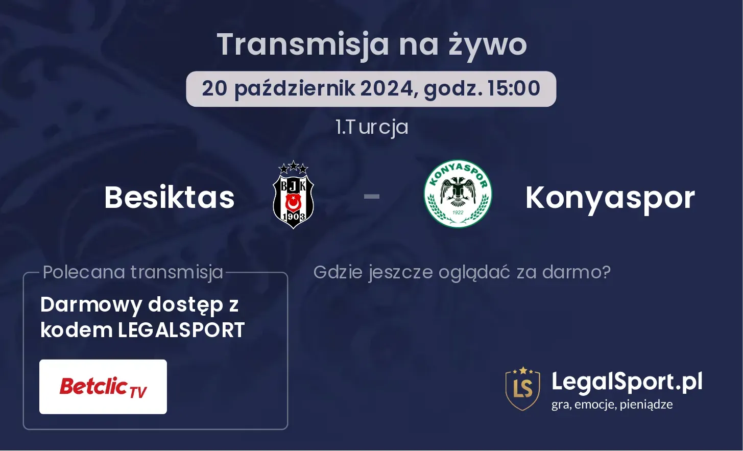 Besiktas - Konyaspor transmisja na żywo