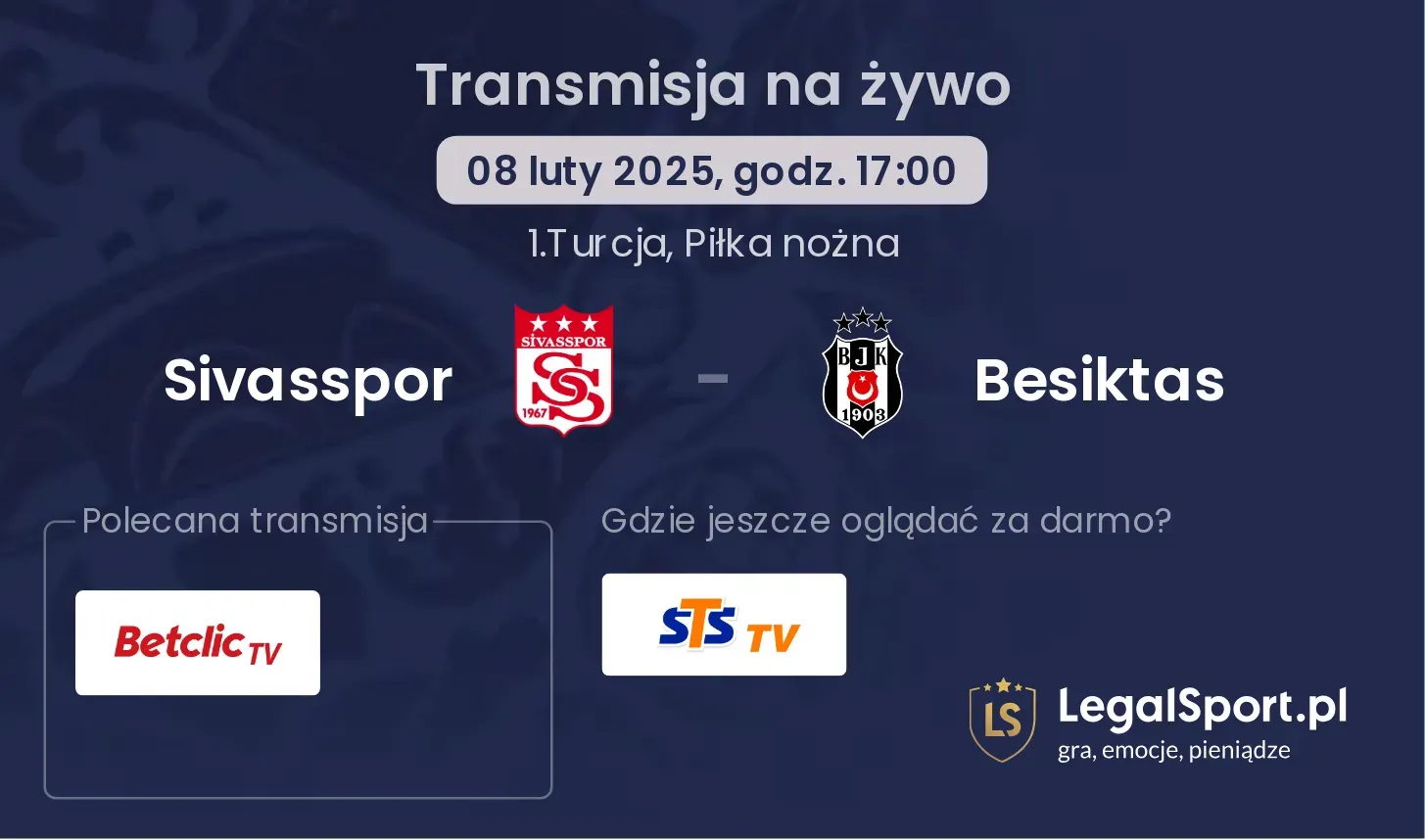 Besiktas - Sivasspor gdzie oglądać? 01.09, godz. 20:45