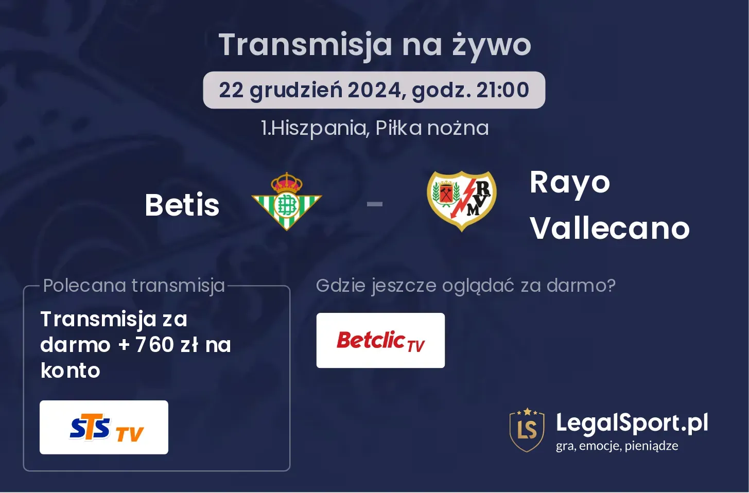 Betis - Rayo Vallecano transmisja na żywo