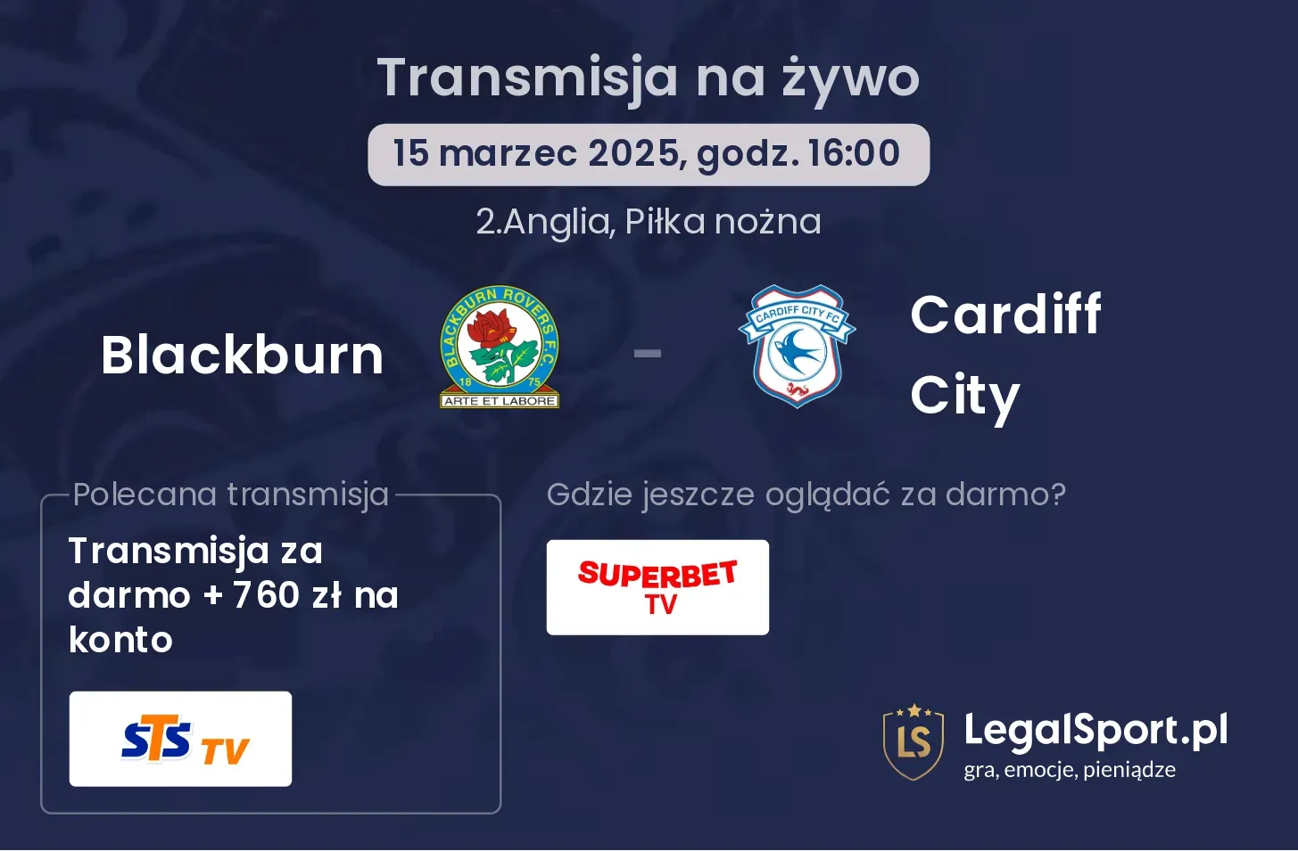 Blackburn - Cardiff City transmisja na żywo