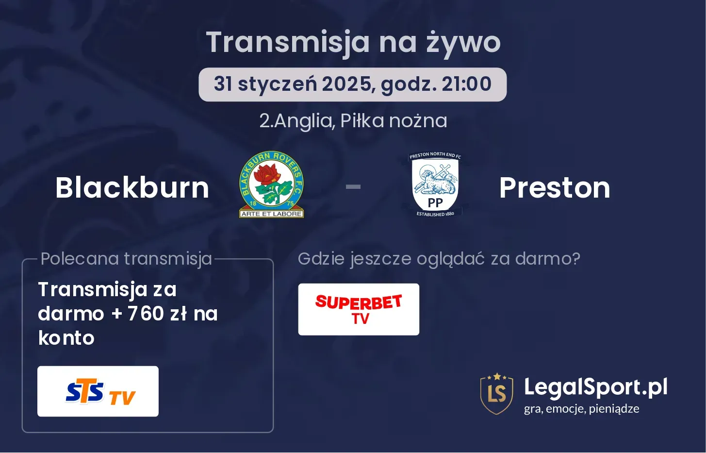 Blackburn - Preston transmisja na żywo