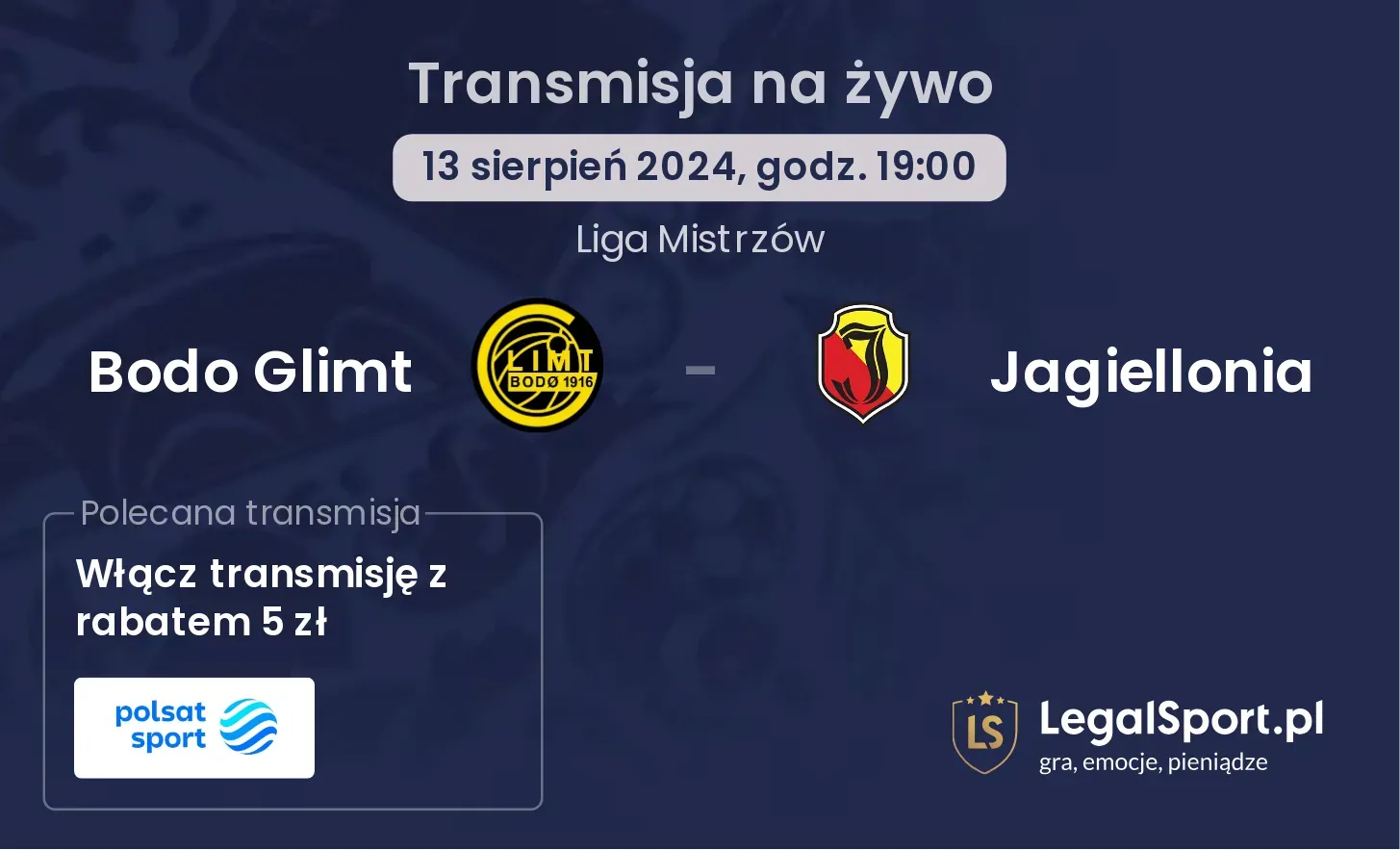 Bodo Glimt - Jagiellonia gdzie oglądać? (13.08, godz. 19:00)