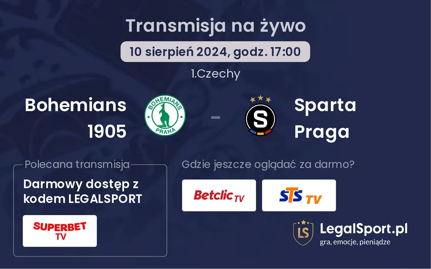 Bohemians 1905 - Sparta Praga transmisja na żywo