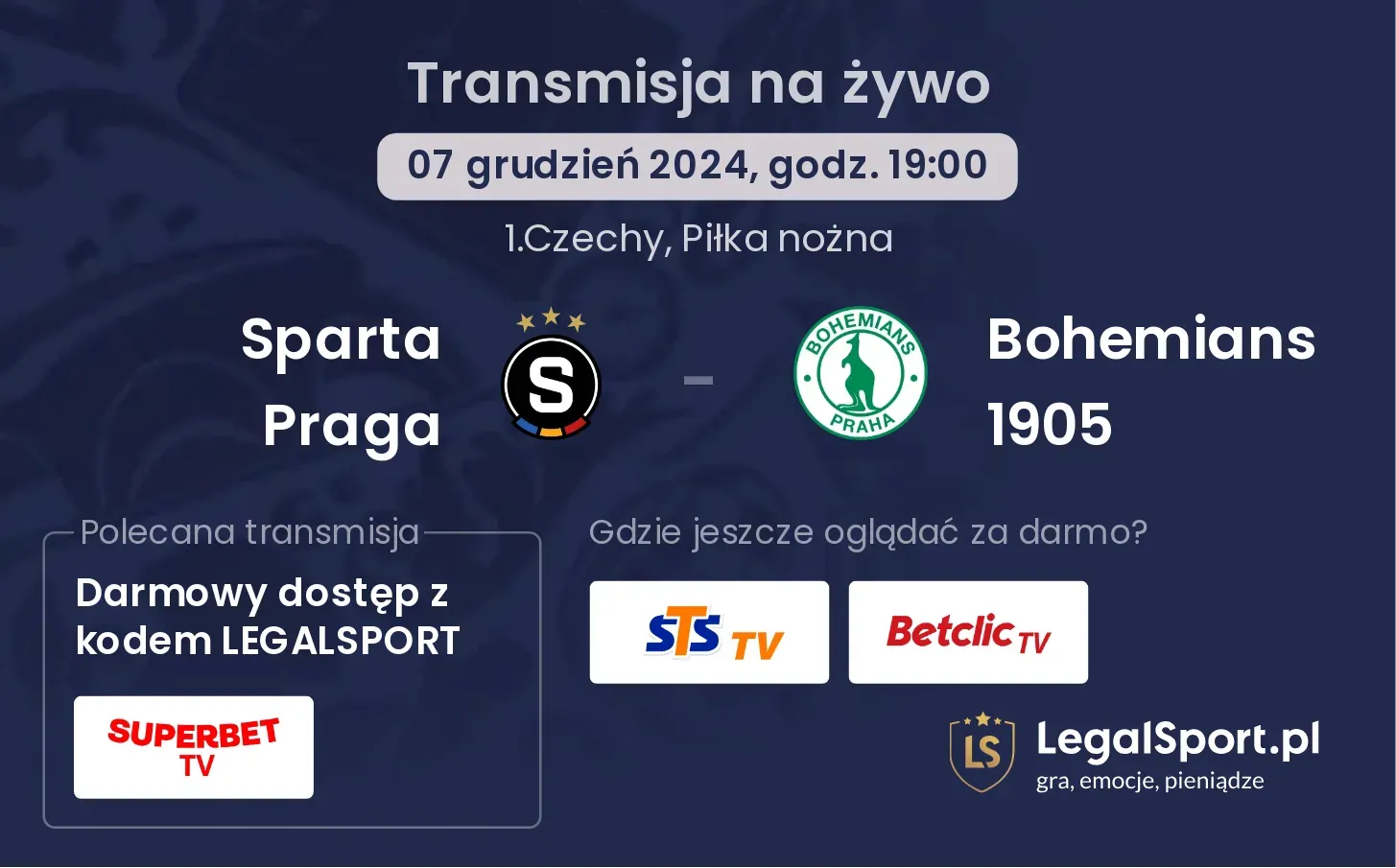 Sparta Praga - Bohemians 1905 gdzie oglądać?