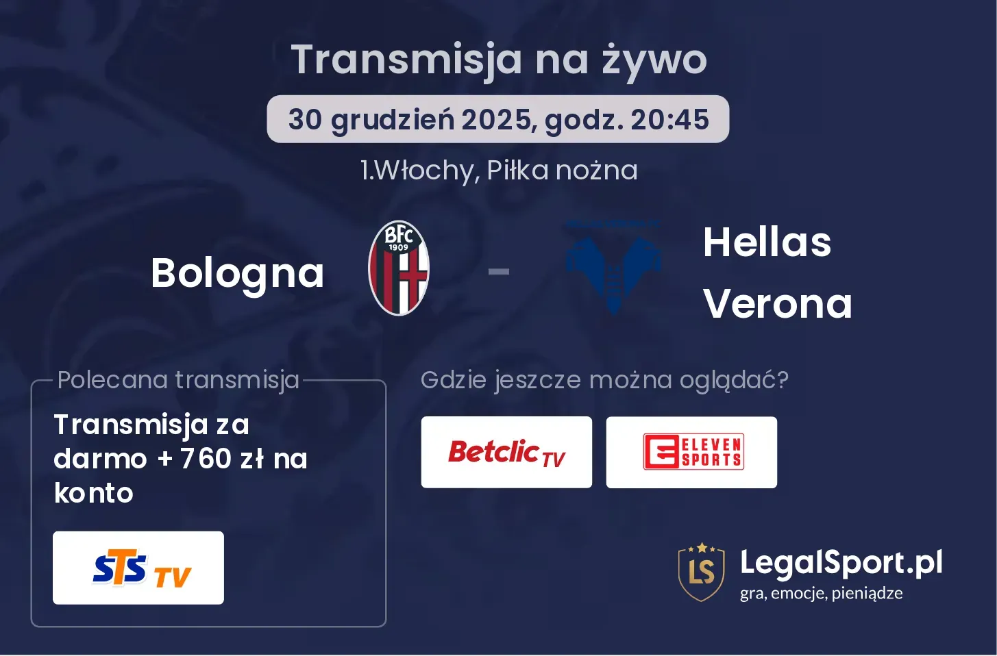 Bologna - Hellas Verona transmisja na żywo