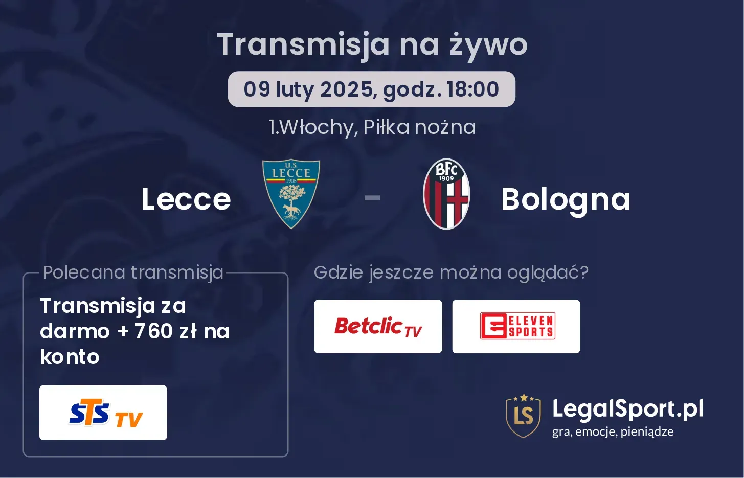 Bologna - Lecce gdzie oglądać? 02.11, godz. 15:00