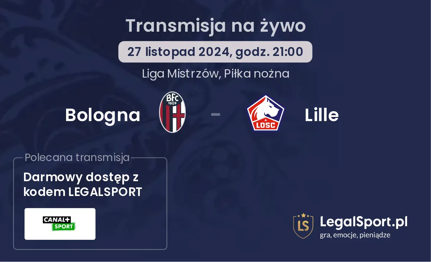 Bologna - Lille transmisja na żywo