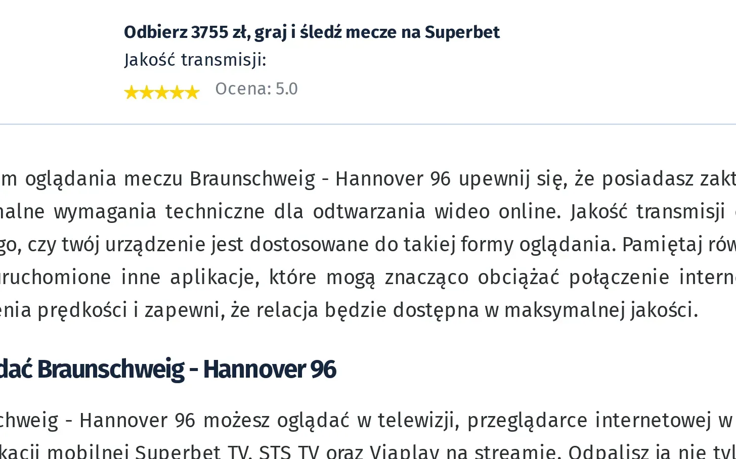 Braunschweig - Hannover 96 gdzie oglądać? 06.10, godz. 13:30