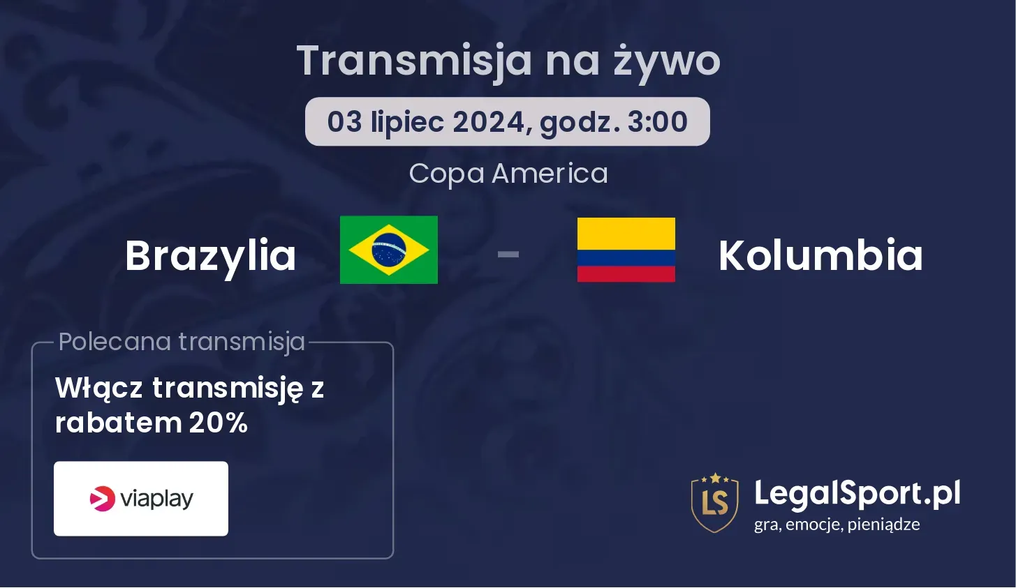 Brazylia - Kolumbia transmisja na żywo