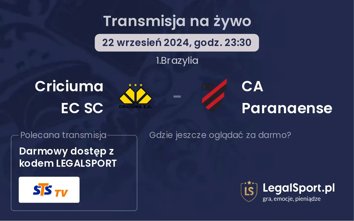 Criciuma EC SC - CA Paranaense transmisja na żywo