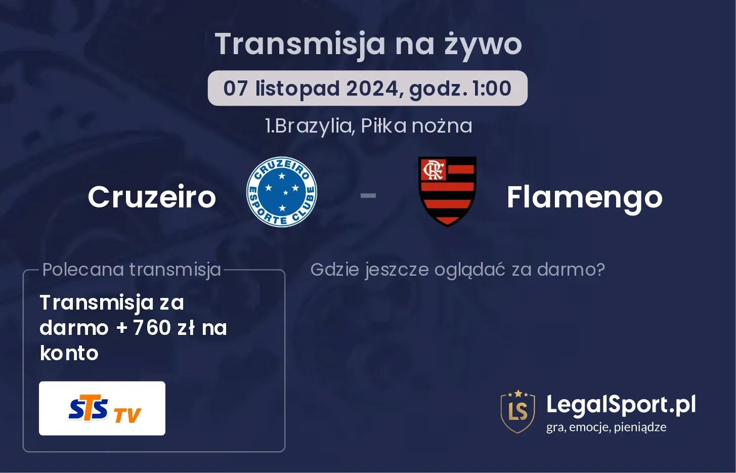 Cruzeiro - Flamengo gdzie oglądać? 07.11, godz. 01:00