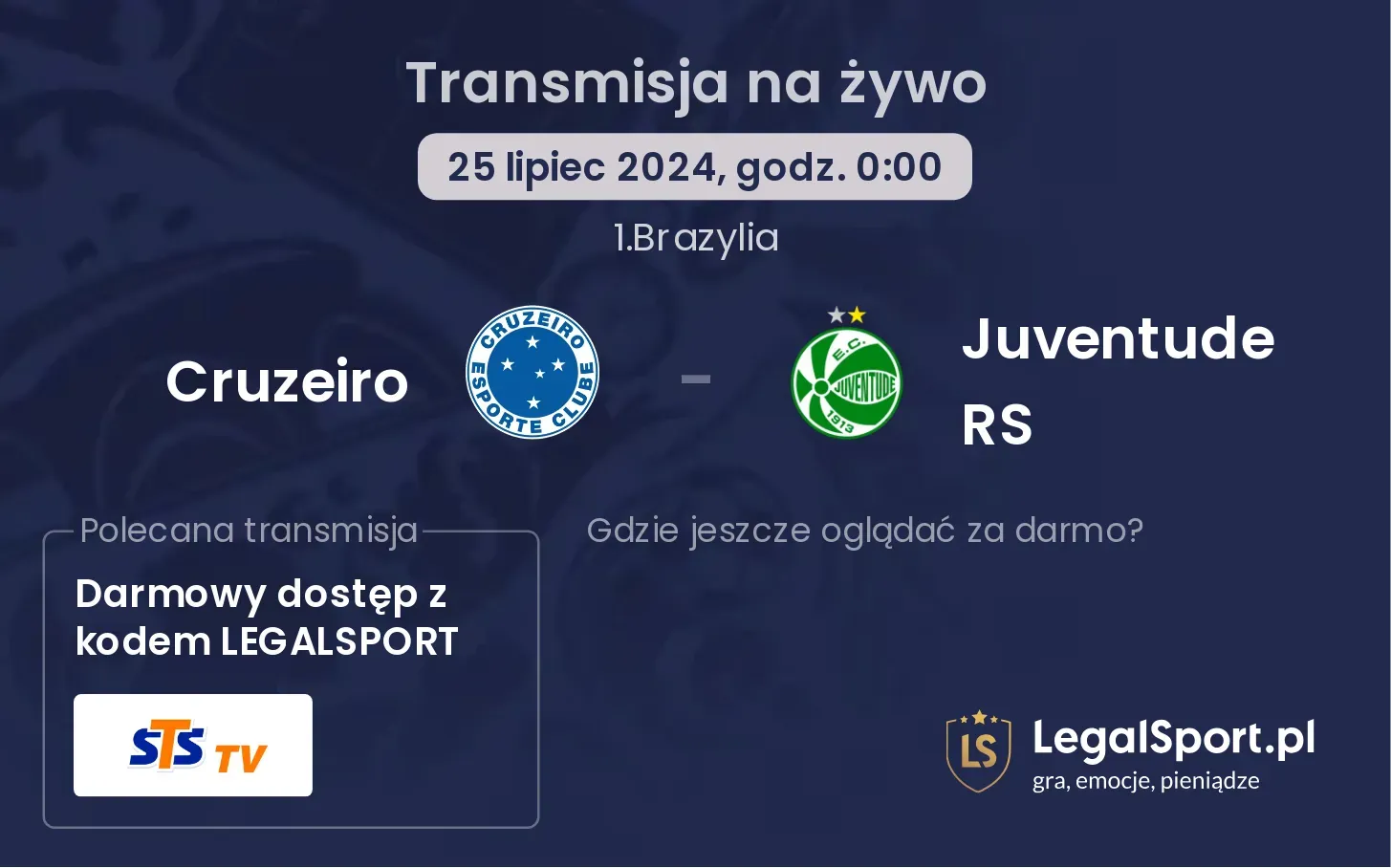 Cruzeiro - Juventude RS transmisja na żywo