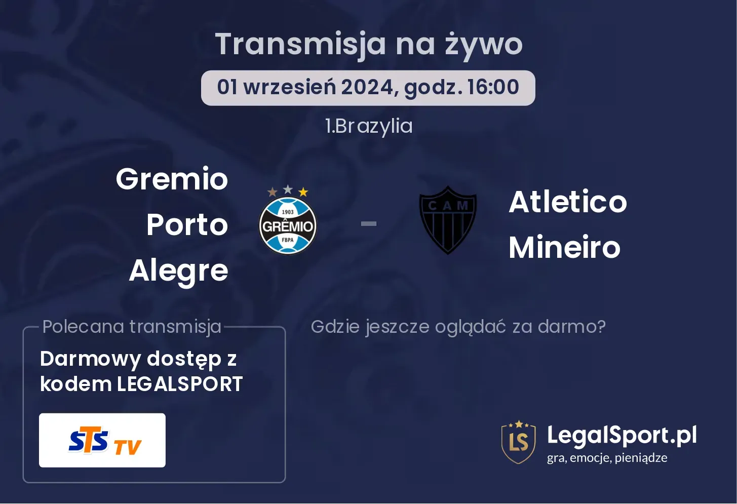 Gremio Porto Alegre - Atletico Mineiro transmisja na żywo