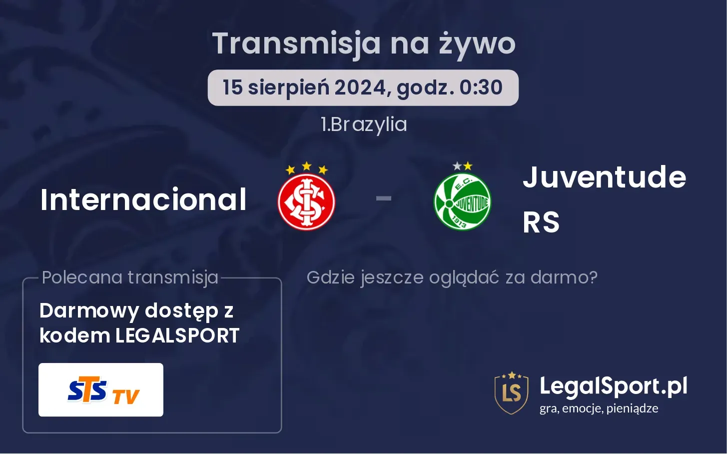 Internacional - Juventude RS transmisja na żywo