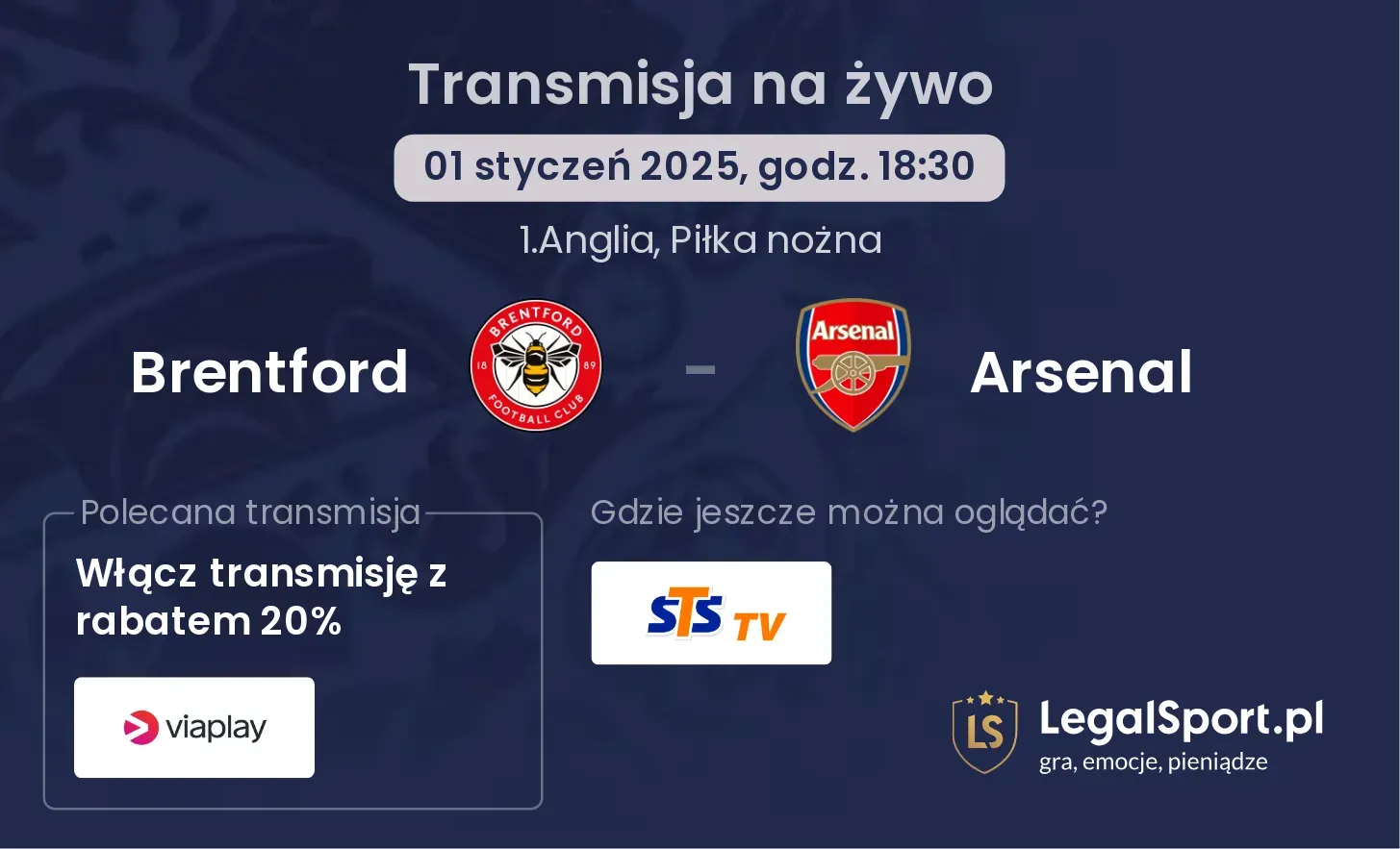 Brentford - Arsenal transmisja na żywo