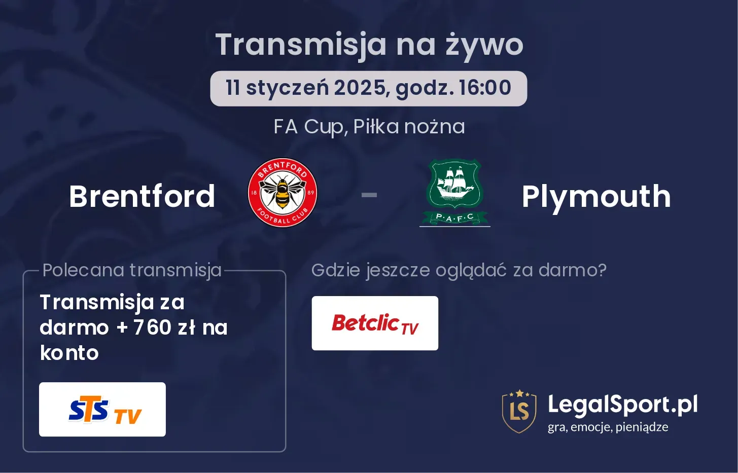 Brentford - Plymouth transmisja na żywo