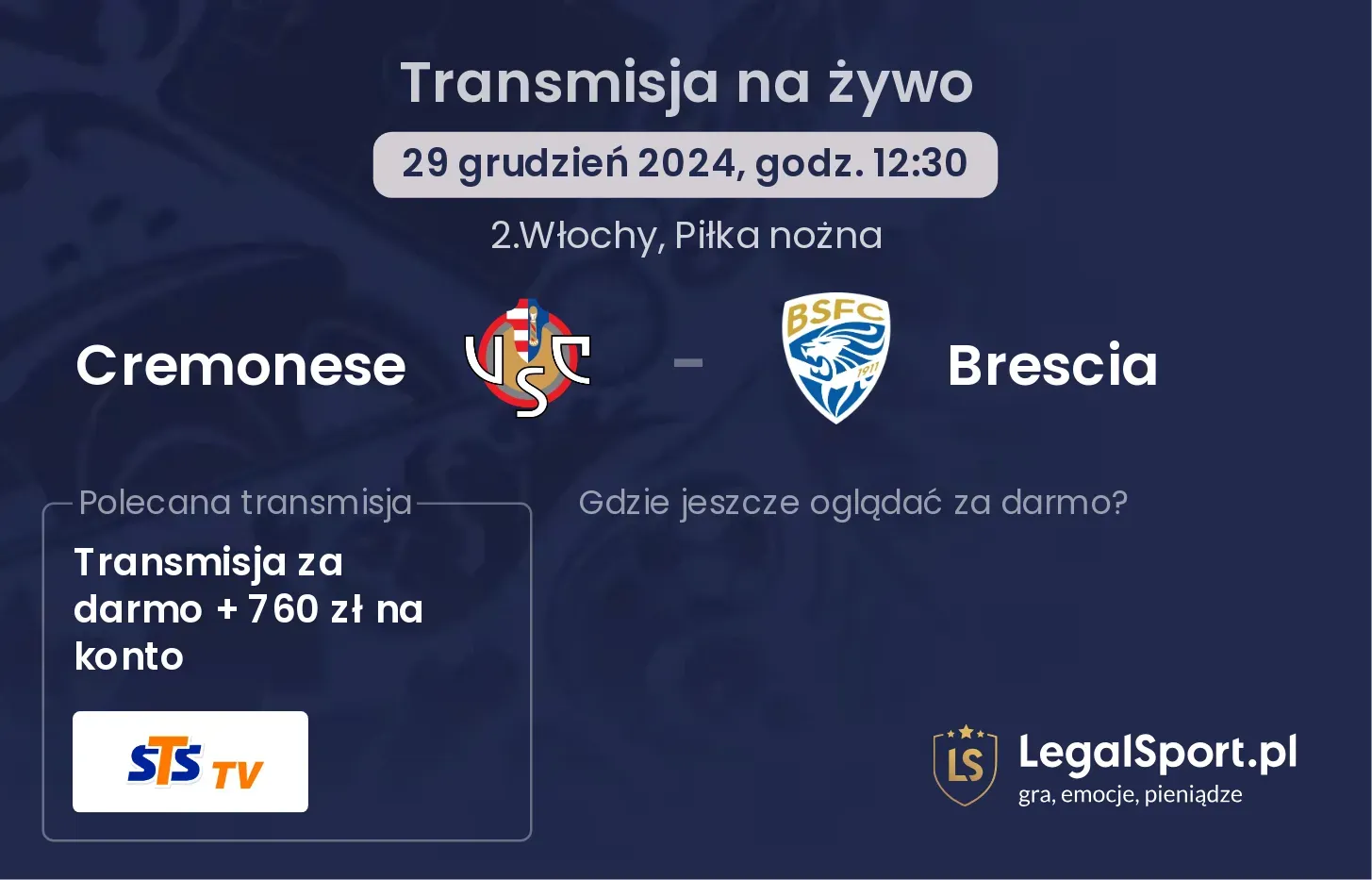 Cremonese - Brescia gdzie oglądać?