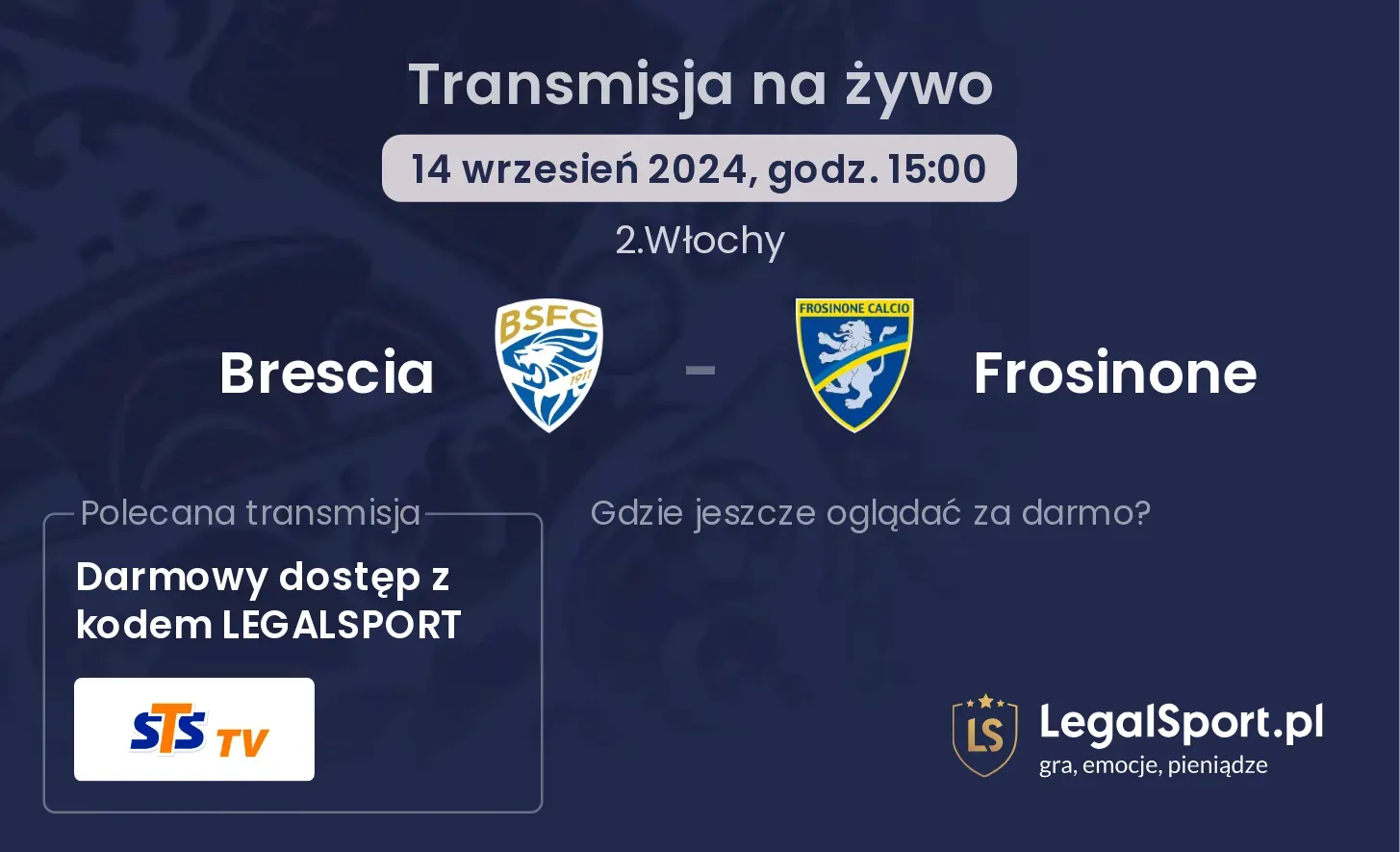 Brescia - Frosinone transmisja na żywo