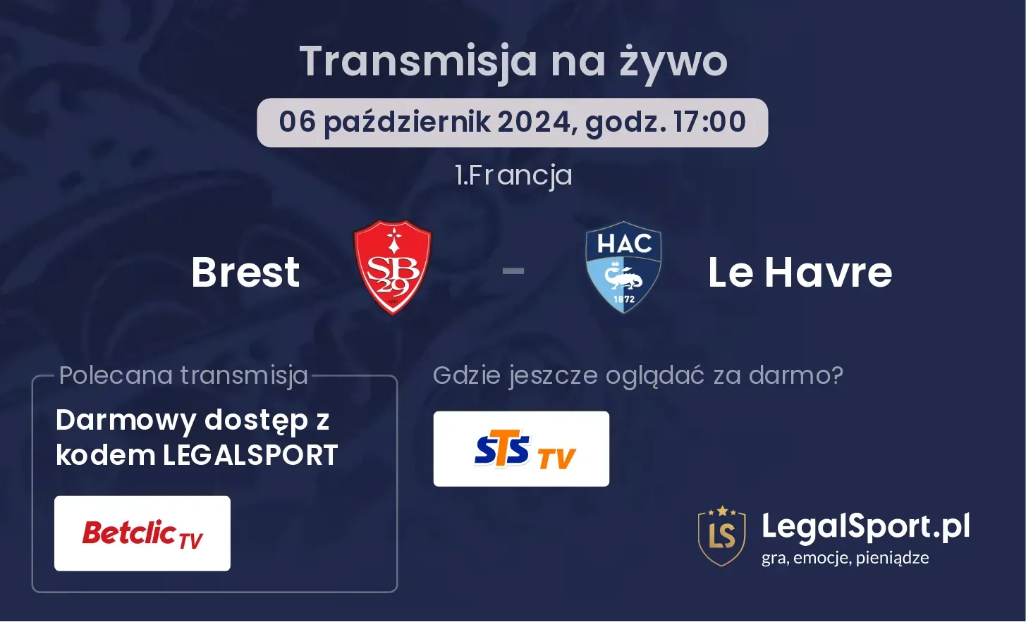 Brest - Le Havre transmisja na żywo