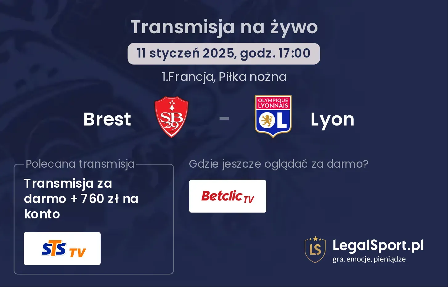 Brest - Lyon transmisja na żywo