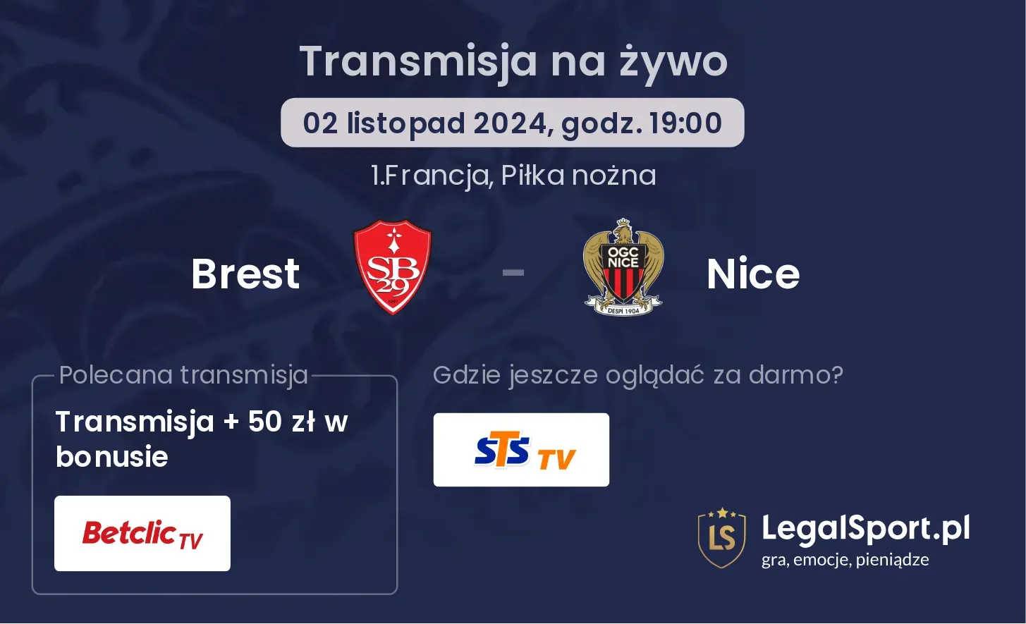 Brest - Nice transmisja na żywo