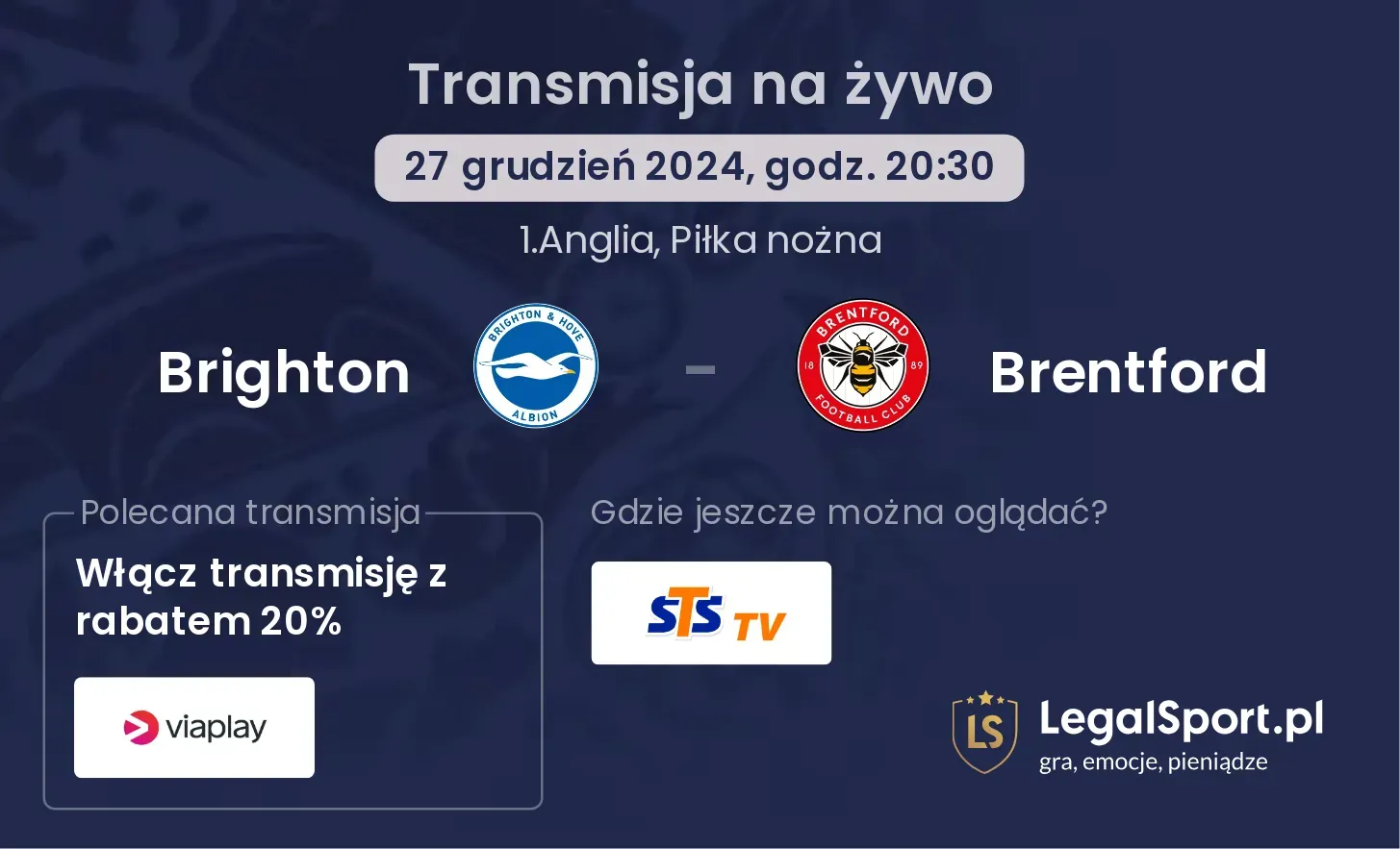 Brighton - Brentford transmisja na żywo