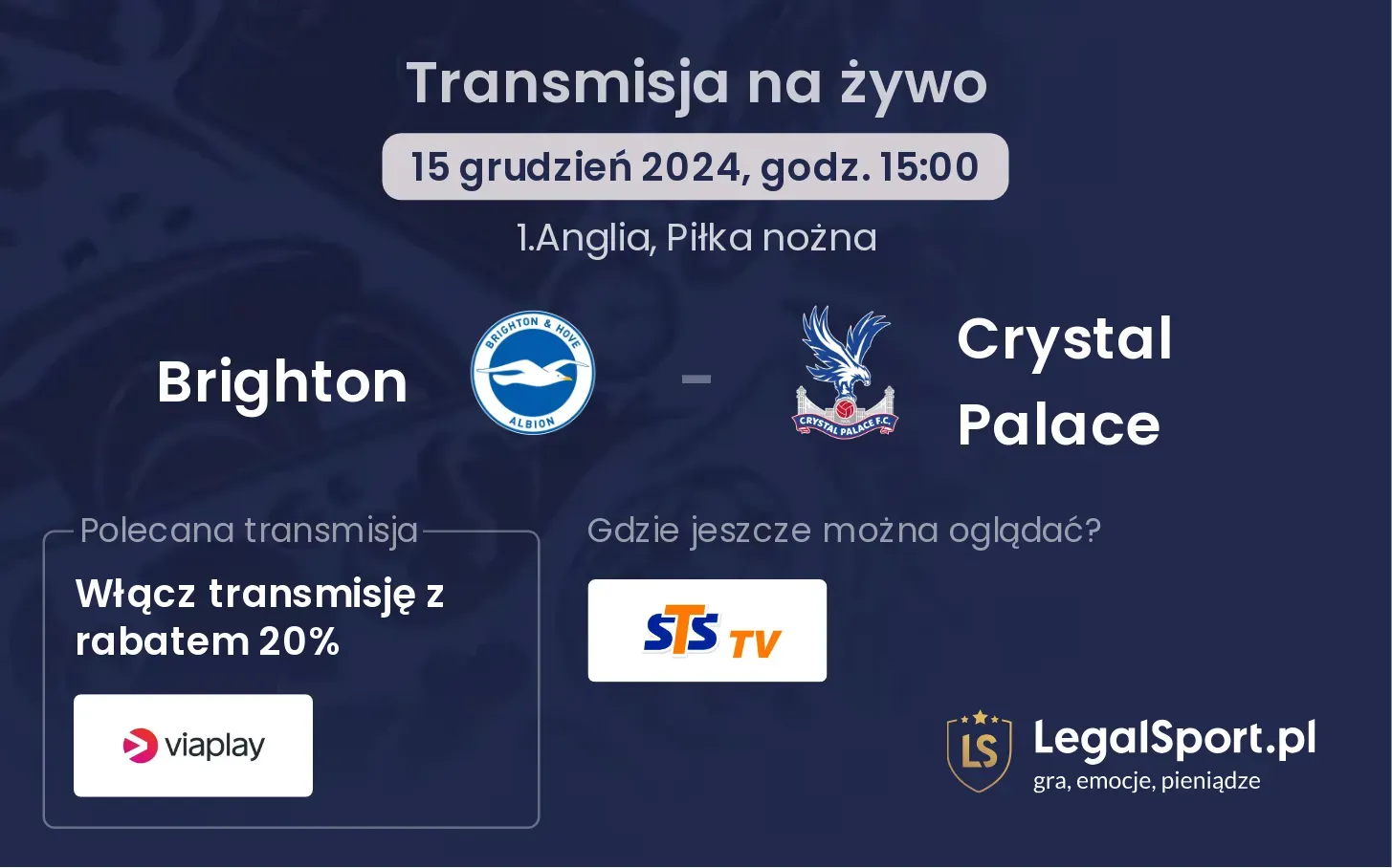 Brighton - Crystal Palace transmisja na żywo