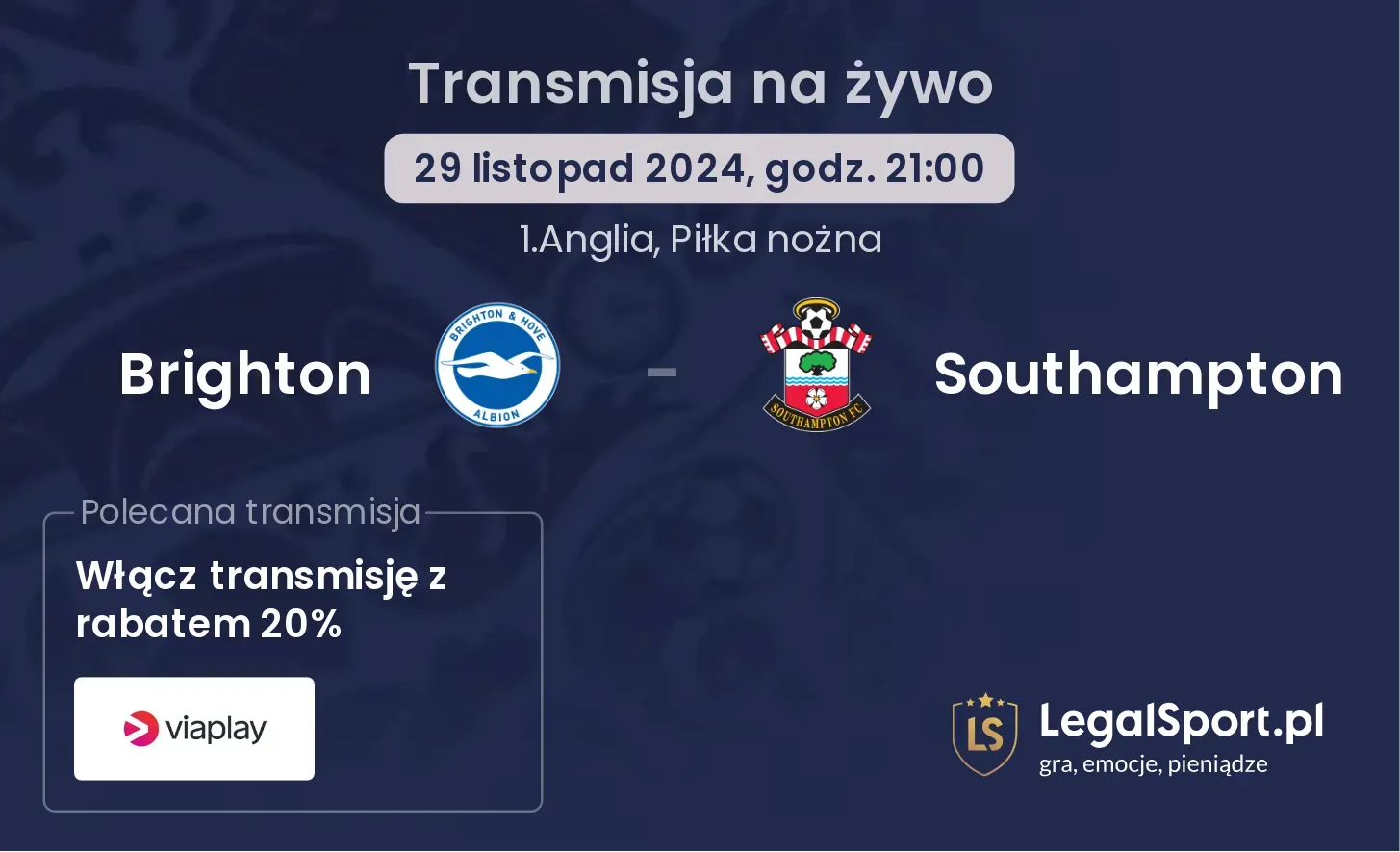 Brighton - Southampton transmisja na żywo