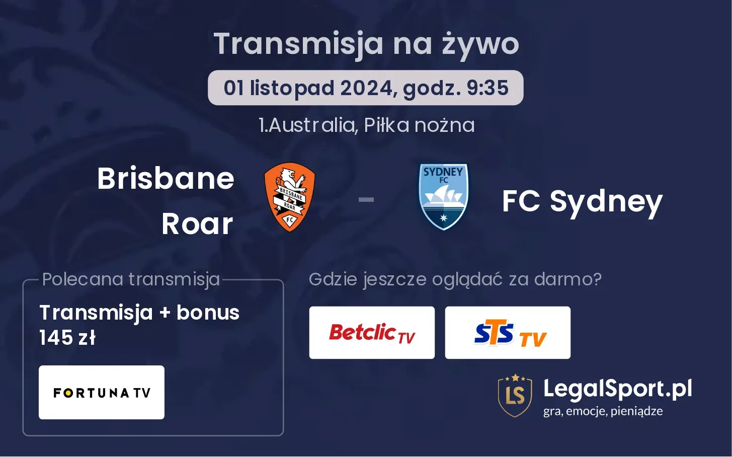 Brisbane Roar - FC Sydney transmisja na żywo