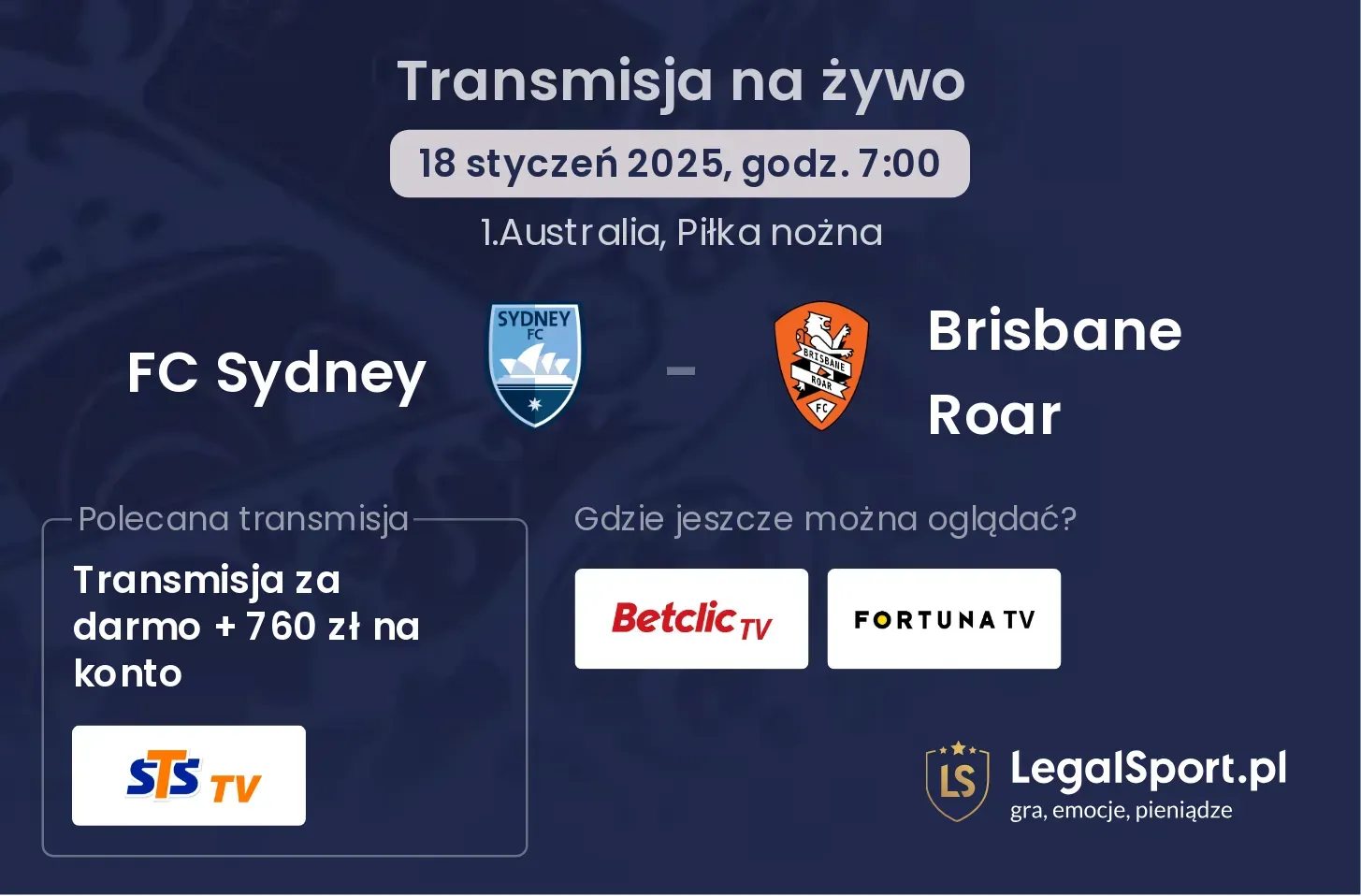 FC Sydney - Brisbane Roar gdzie oglądać transmisję?