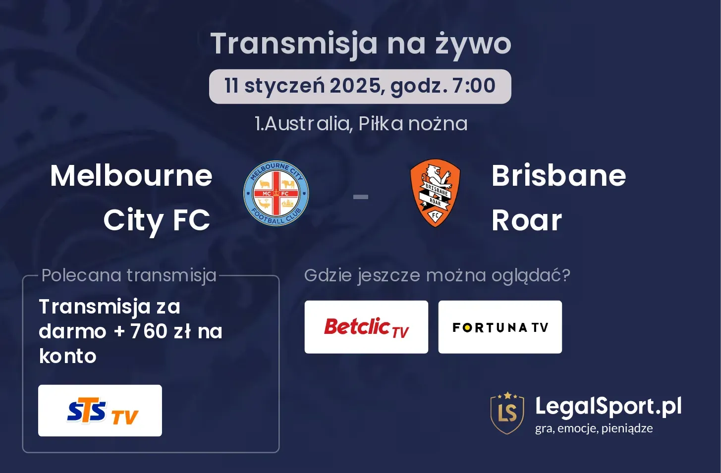 Brisbane Roar - Melbourne City FC transmisja na żywo