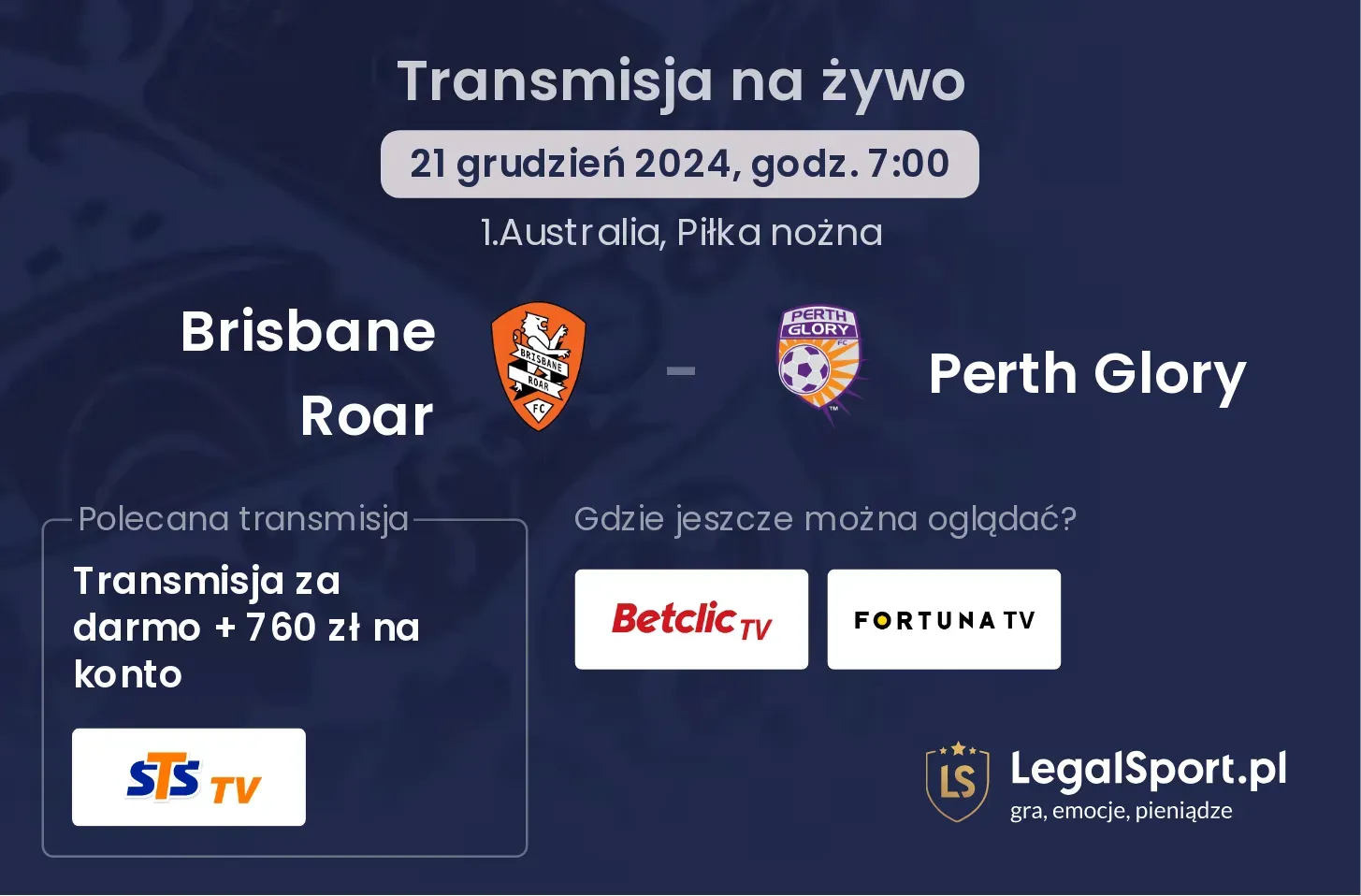 Brisbane Roar - Perth Glory transmisja na żywo