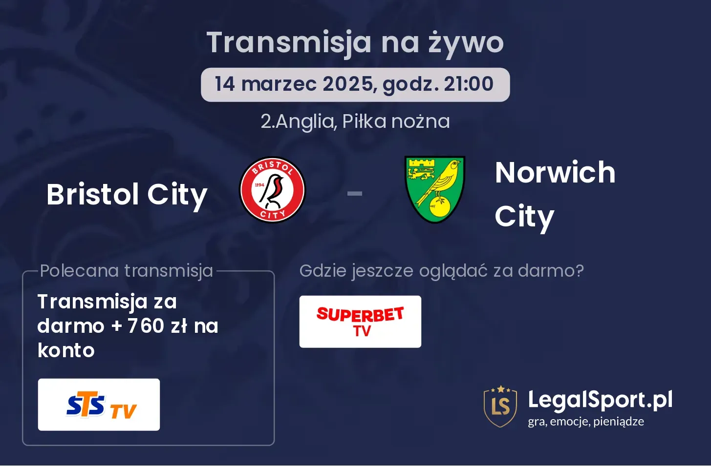 Bristol City - Norwich City transmisja na żywo