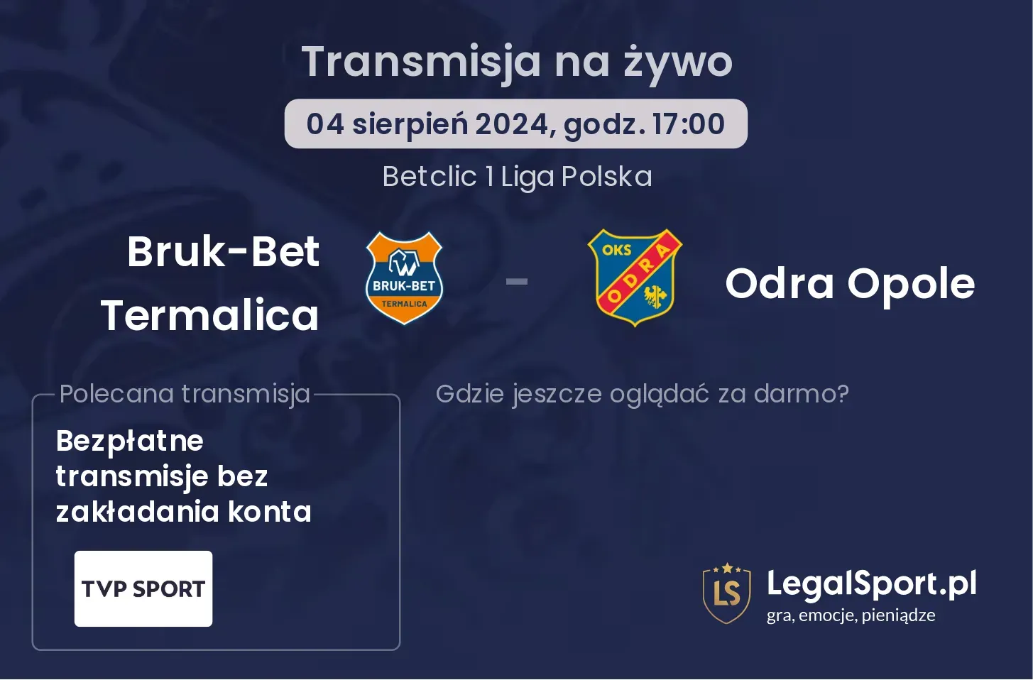 Bruk-Bet Termalica - Odra Opole transmisja na żywo