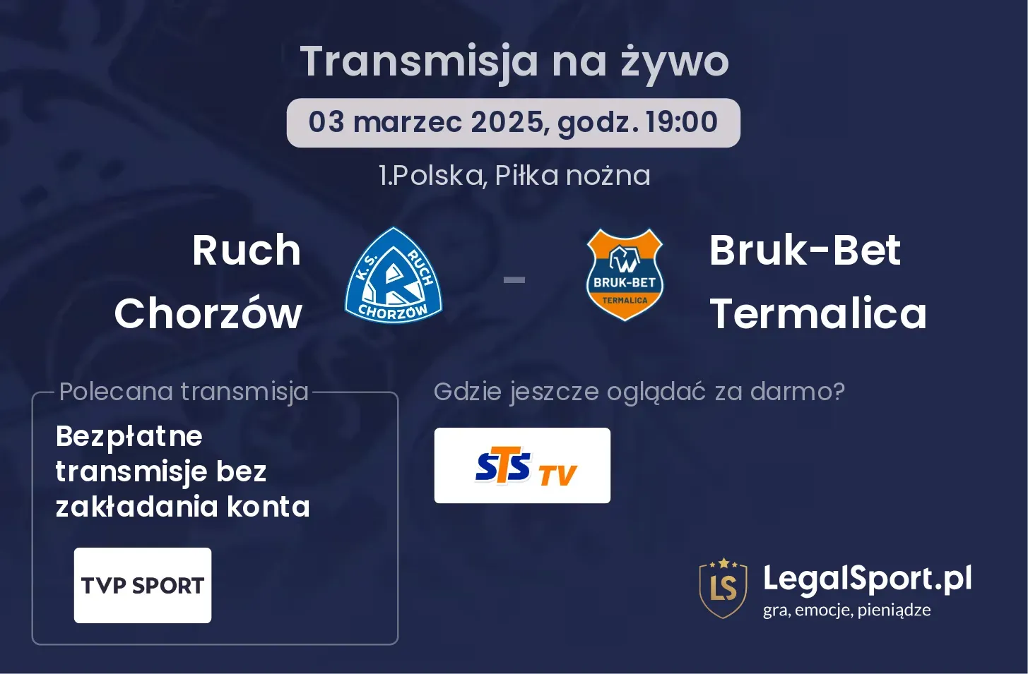 Ruch Chorzów - Bruk-Bet Termalica gdzie oglądać?