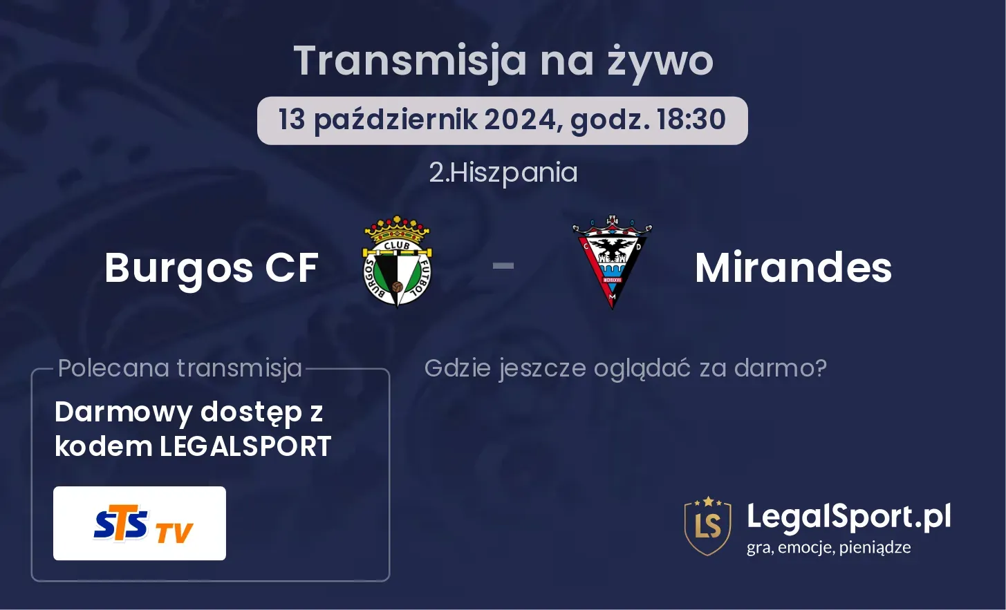 Burgos CF - Mirandes transmisja na żywo