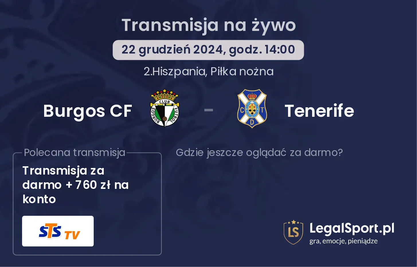 Burgos CF - Tenerife transmisja na żywo